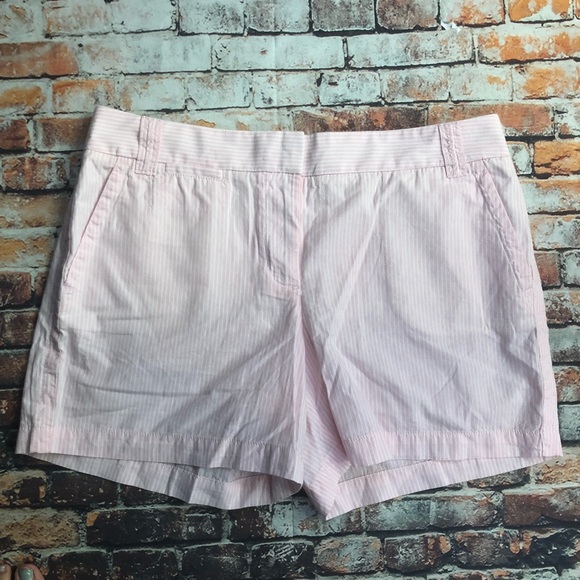 J. Crew Pants - J.crew sz 10 pink striped shorts 4.75” inseam chic